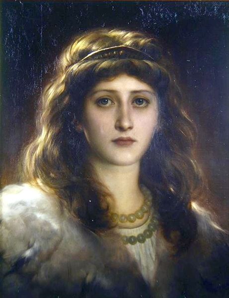 油絵 Sir Frank Dicksee_女の肖像　MA2387