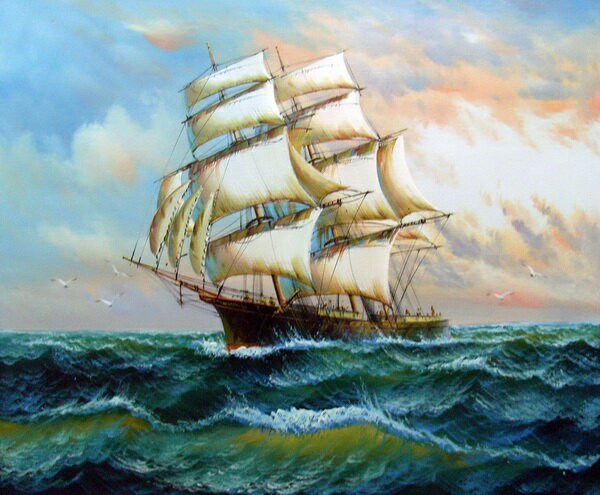 油絵 帆船　ma2911