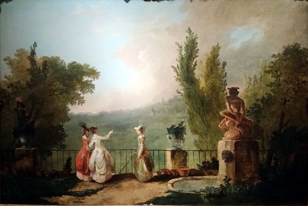 油絵 Hubert Robert_ マルリー城のテラスにて　MA2939