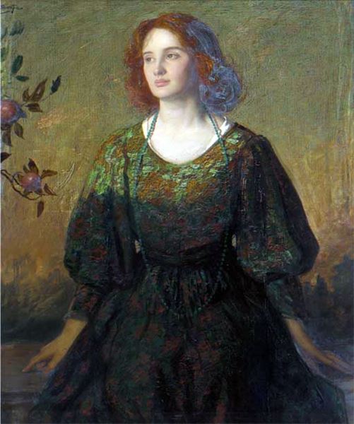 油絵 Thomas Edwin Mostyn_宝石と婦人　MA2417