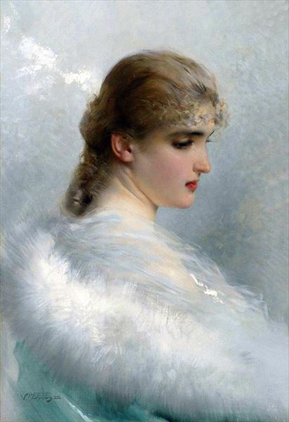 油絵 Vittorio Matteo Corcos_美しき若い女　MA2435