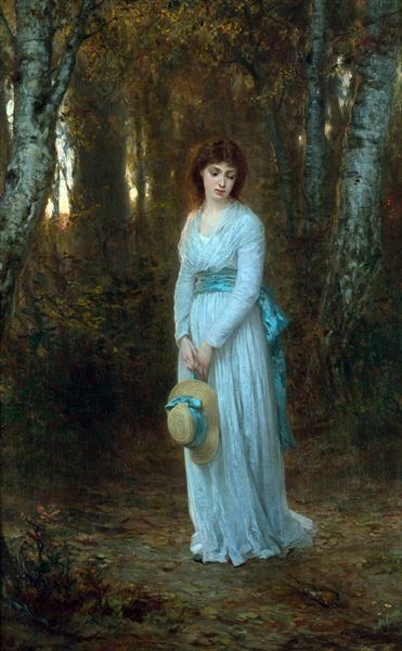 Rakuten - 油絵 Wilhelm Amberg_瞑想する女　MA2669