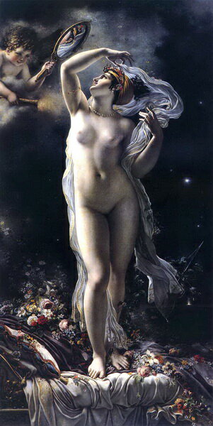 油絵 Anne-Louis Girodet_天使の手鏡