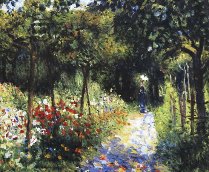 乐天商城 - 油絵 ルノワールの名作_ 花咲く小道　ma1634