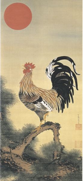 Rakuten - 漆絵　伊藤若冲の名作_旭日雄鶏図（きょくじつゆうけいず） NH322
