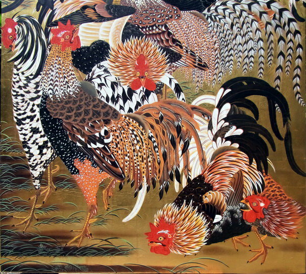 楽天市場 漆絵 伊藤若冲の名作 群鶏図 絵画制作専門アートユーラシア