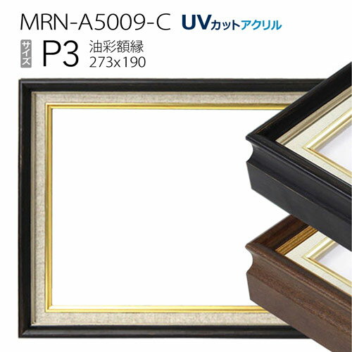 油彩額縁　MRN-A5009-C　P3 号(273×190)　（UVカットアクリル仕様　木製　油絵用額縁　キャンバス用フレーム）