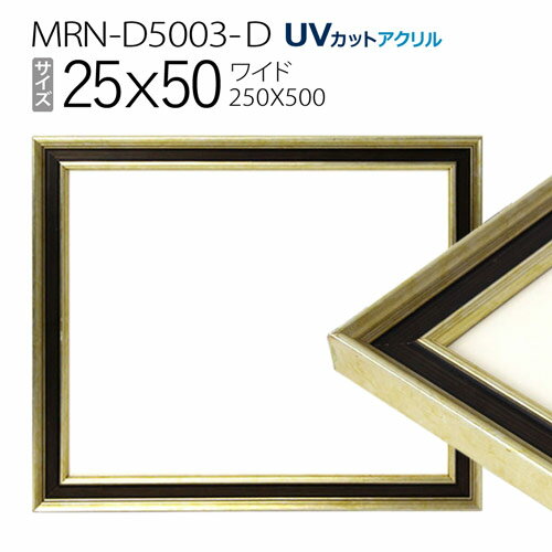 額縁　MRN-D5003-D 25×50(250×500mm) ワイド フレーム シャンパンゴールド（UVカットアクリル） 木製