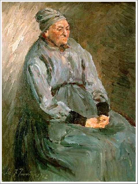 手描き 油絵 模写 複製画 浅井忠「読書」 F15(65.2×53.0cm)サイズ 額付き 送料無料