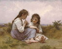 手描き 油絵 複製画 ウィリアム・ブグロー「幼少時代の牧歌」 F8(45.5×38.0cm) サイズ 額付き 送料無料