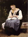 手描き 油絵 複製画　ウィリアム・ブグロー「働く少女」 額付き 送料無料