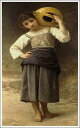 手描き 油絵 複製画　ウィリアム・ブグロー「泉に向かう若い少女」 額付き 送料無料