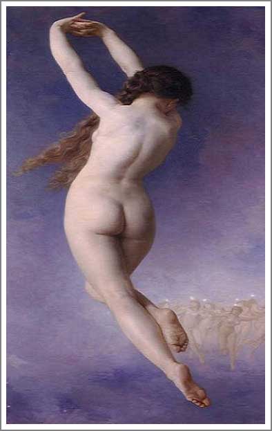 手描き 油絵 複製画 模写 ウィリアム・ブグロー「消えたプレヤード」 F20(72.7×60.6cm)サイズ 額付き 送料無料