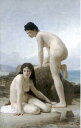 手描き 油絵 複製画　ウィリアム・ブグロー「二人の裸婦」 額付き 送料無料