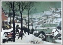 手描き 油絵 複製画 模写 ピーテル・ブリューゲル「雪中の狩人」 F20(72.7×60.6cm)サイズ 額付き 送料無料