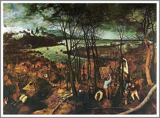 手描き 油絵 模写 複製画 ピーテル・ブリューゲル「暗い日」 F15(65.2×53.0cm)サイズ 額付き 送料無料