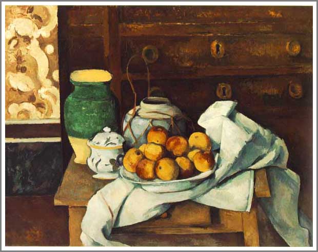 手描き 油絵 複製画 模写 ポール・セザンヌ「飾りだんすのある静物」 F20(72.7×60.6cm)サイズ 額付き 送料無料