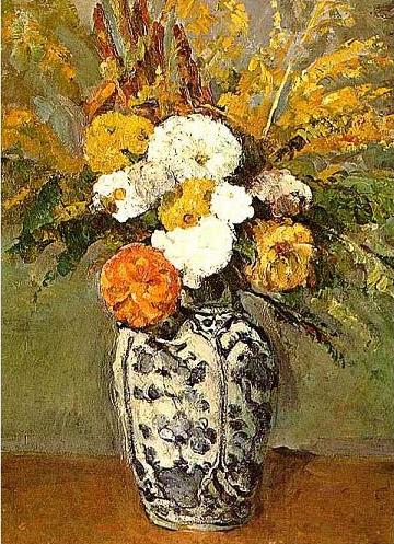 手描き 油絵 模写 複製画 ポール・セザンヌ「デルフトの花瓶に活けられたダリア」 F15(65.2×53.0cm)●プレゼント・ギフト・風水にも人気な名画の絵画...