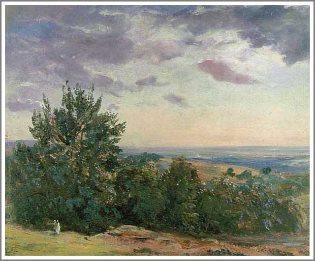 手描き 油絵 複製画 模写 ジョン・コンスタブル「ハムステッド・ヒース〜ハローを見渡す〜」 F20(72.7×60.6cm)サイズ 額付き 送料無料