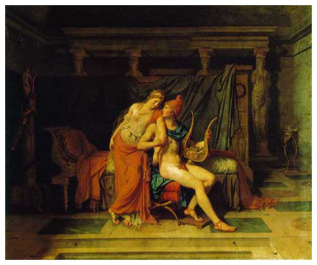 手描き 油絵 複製画 模写 ルイ・ダヴィッド「パリとヘレン」 F20(72.7×60.6cm)サイズ 額付き 送料無料