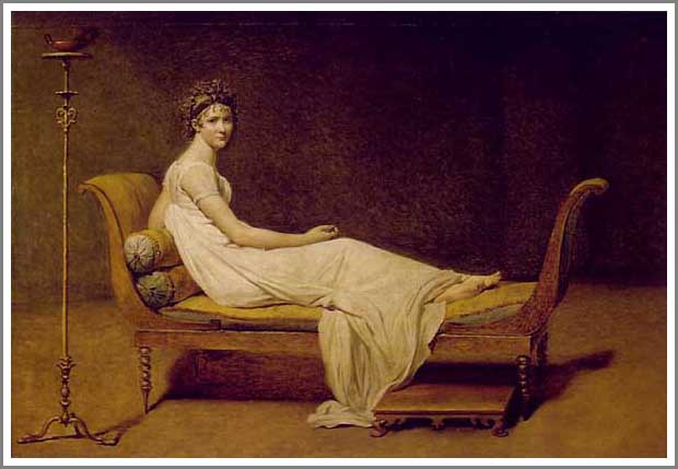 手描き 油絵 模写 複製画 ルイ・ダヴィッド「レカミエ夫人」 F12(60.6×50.0cm)サイズ 額付き 送料無料