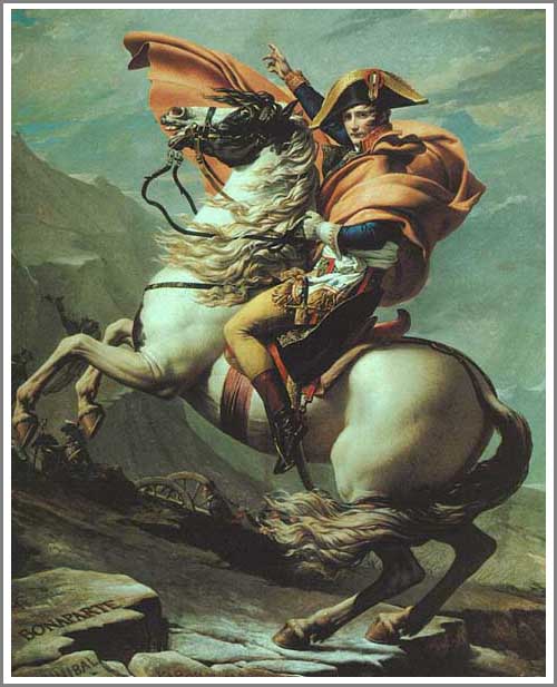 手描き 油絵 模写 複製画 ルイ・ダヴィッド「サン・ベルナール峠のナポレオン」 F15(65.2×53.0cm)サイズ 額付き 送料無料