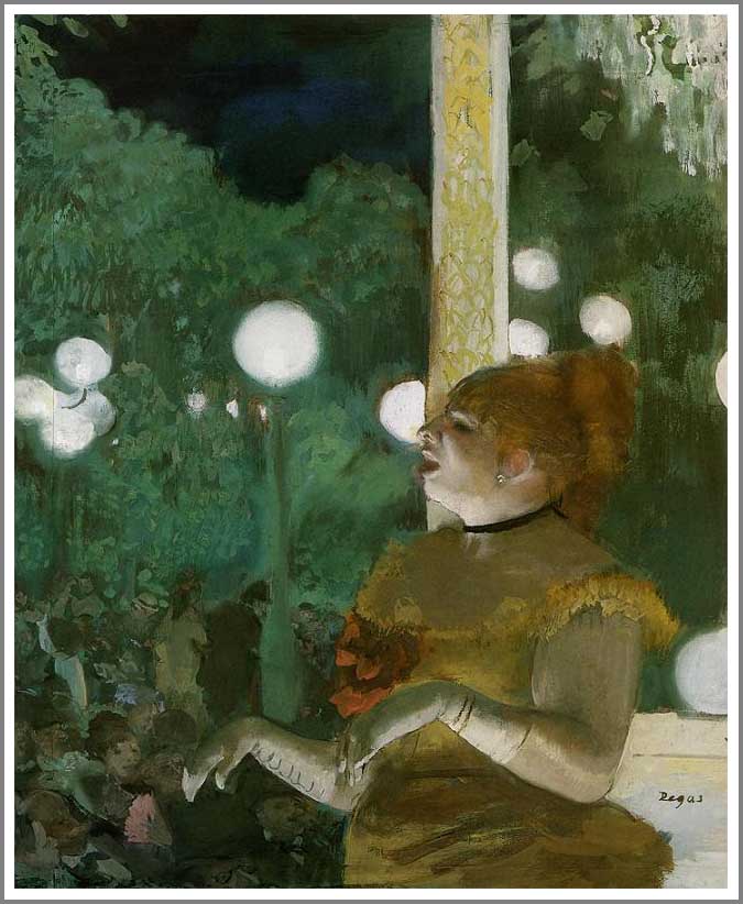 手描き 油絵 複製画 模写 エドガー・ドガ「カフェ・コンソール」 F20(72.7×60.6cm)サイズ 額付き 送料無料