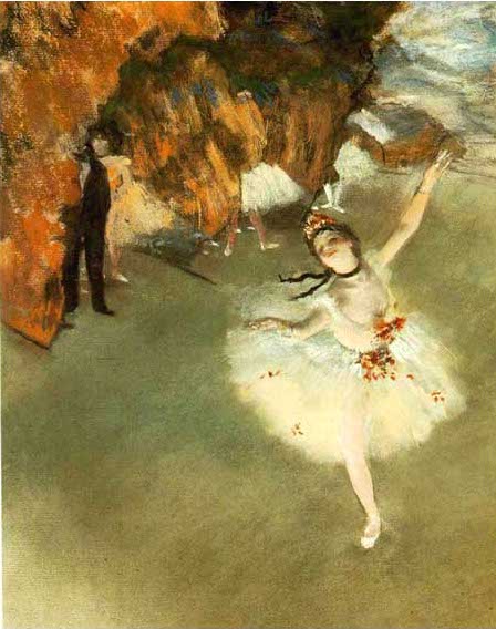手描き 油絵 複製画 模写 エドガー・ドガ「舞台の踊り子」 F20(72.7×60.6cm)サイズ 額付き 送料無料