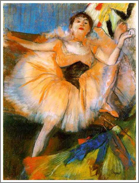 手描き 油絵 模写 複製画 エドガー・ドガ「座る踊り子」 F15(65.2×53.0cm)サイズ 額付き 送料無料