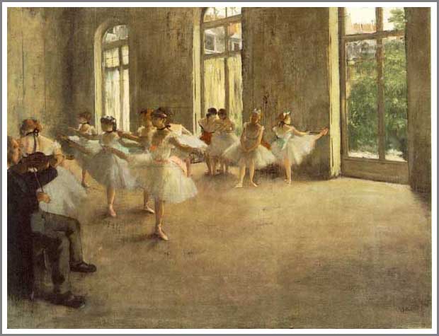 手描き 油絵 複製画 模写 エドガー・ドガ「リハーサル」 F20(72.7×60.6cm)サイズ 額付き 送料無料