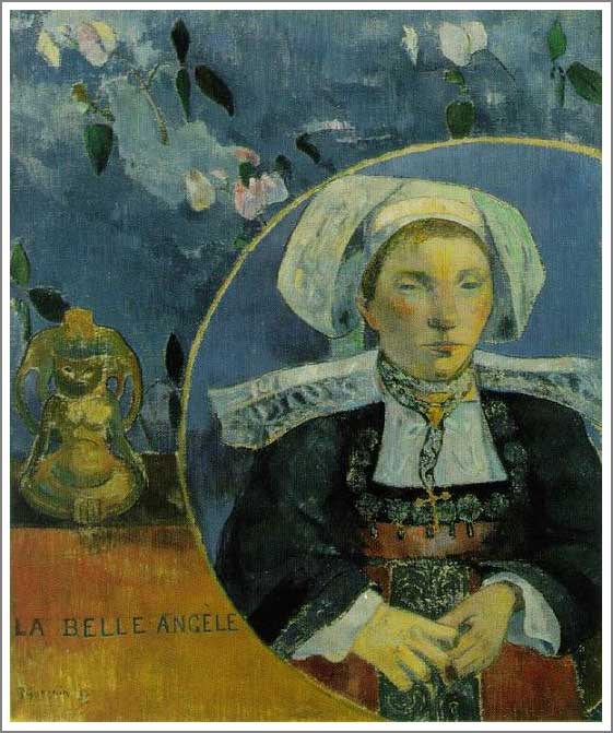 手描き 油絵 模写 複製画 ポール・ゴーギャン「美しきアンジェール」 F15(65.2×53.0cm)サイズ 額付き 送料無料