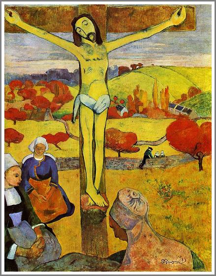 手描き 油絵 複製画 模写 ポール・ゴーギャン「黄色いキリスト」 F20(72.7×60.6cm)サイズ 額付き 送料無料
