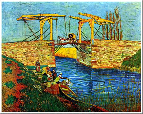 手描き 油絵 複製画 模写 フィンセント・ファン・ゴッホ「アルルのはね橋」 F20(72.7×60.6cm)サイズ 額付き 送料無料