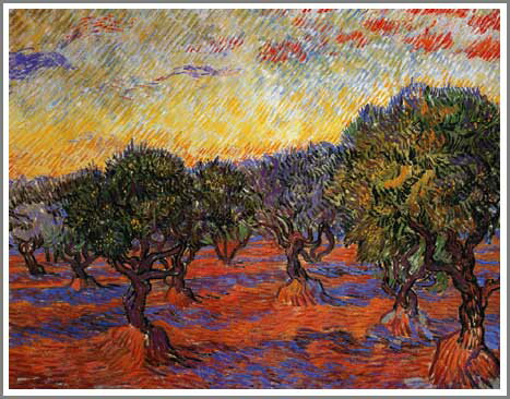 手描き 油絵 複製画 模写 フィンセント・ファン・ゴッホ「オリーヴ園」 F20(72.7×60.6cm)サイズ 額付き 送料無料