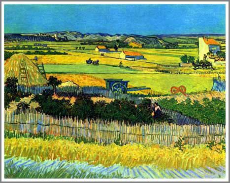 手描き 油絵 複製画 模写 フィンセント・ファン・ゴッホ「ラ・クローの収穫」 F20(72.7×60.6cm)サイズ 額付き 送料無料