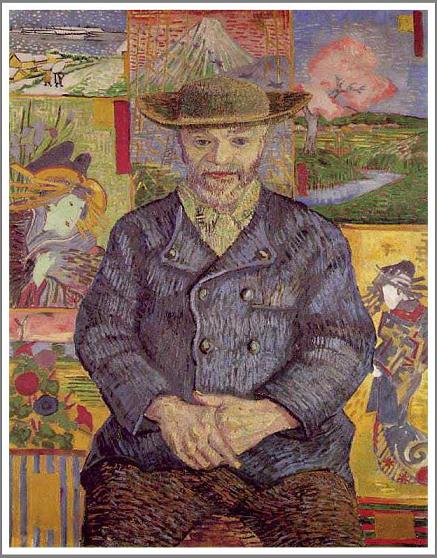 手描き 油絵 複製画 模写 フィンセント・ファン・ゴッホ「タンギー親父」 F20(72.7×60.6cm)サイズ 額付き 送料無料