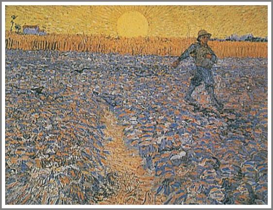 手描き 油絵 複製画 模写 フィンセント・ファン・ゴッホ「種を蒔く人」 F20(72.7×60.6cm)サイズ 額付き 送料無料