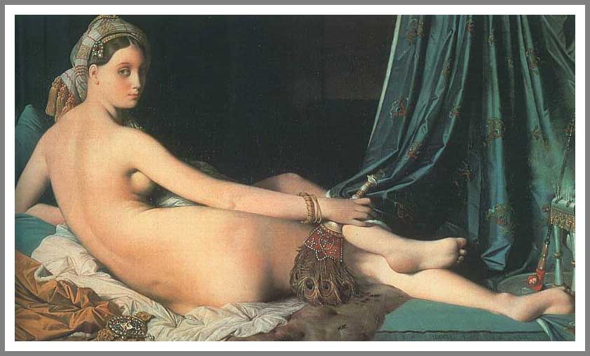 手描き 油絵 模写 複製画 ドミニク・アングル「ラ・グランド・オダリスク」 F15(65.2×53.0cm)サイズ 額付き 送料無料