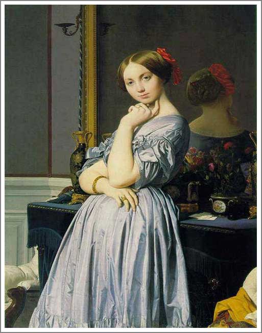 手描き 油絵 模写 複製画 ドミニク・アングル「ドーソンヴィル伯爵夫人」 F15(65.2×53.0cm)サイズ 額付き 送料無料