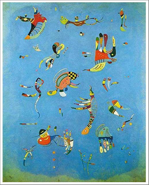 手描き 油絵 複製画 模写 ワシリー・カンディンスキー「空色」 F20(72.7×60.6cm)サイズ 額付き 送料無料