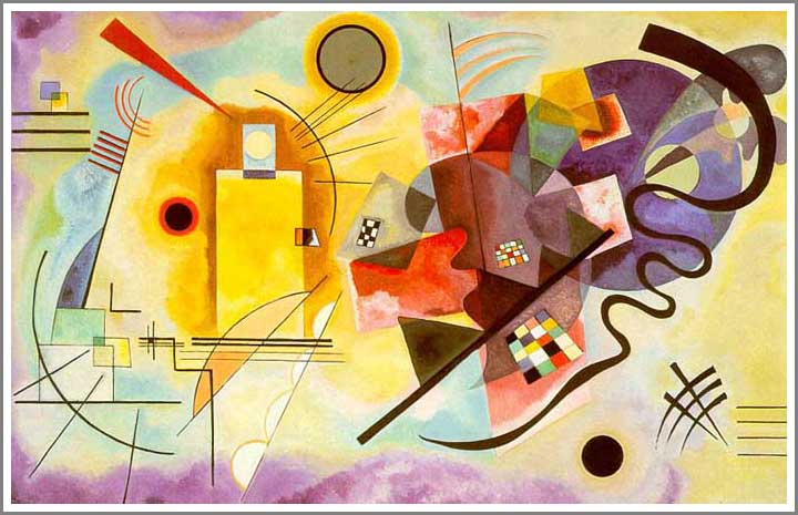 手描き 油絵 複製画 模写 ワシリー・カンディンスキー「Yellow-Red-Blue」 F20(72.7×60.6cm)サイズ 額付き 送料無料