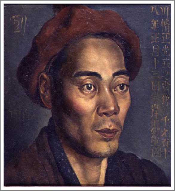 手描き 油絵 複製画 模写 岸田劉生「川幡正光氏之肖像」 F20(72.7×60.6cm)サイズ 額付き 送料無料