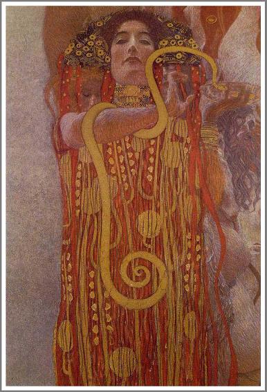 手描き 油絵 複製画 模写 グスタフ・クリムト「ヒュギエイア」 F20(72.7×60.6cm)サイズ 額付き 送料無料