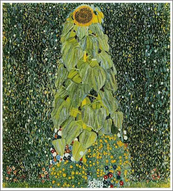手描き 油絵 模写 複製画 グスタフ・クリムト「ひまわり」 F15(65.2×53.0cm)サイズ 額付き 送料無料