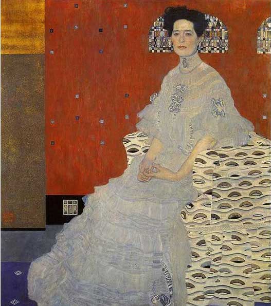 手描き 油絵 複製画 模写 グスタフ・クリムト「フリッツァ・リードラーの肖像」 F20(72.7×60.6cm)サイズ 額付き 送料無料