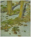 手描き 油絵 模写 複製画 黒田清輝「残雪」 F12(60.6×50.0cm)サイズ 額付き 送料無料