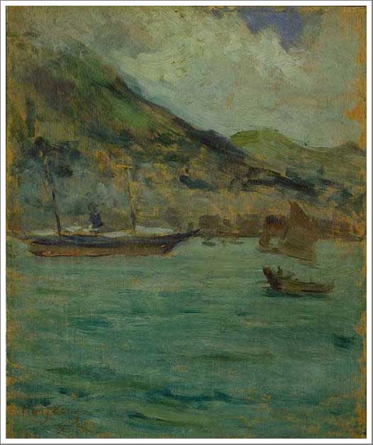 手描き 油絵 複製画 模写 黒田清輝「香港」 F20(72.7×60.6cm)サイズ 額付き 送料無料