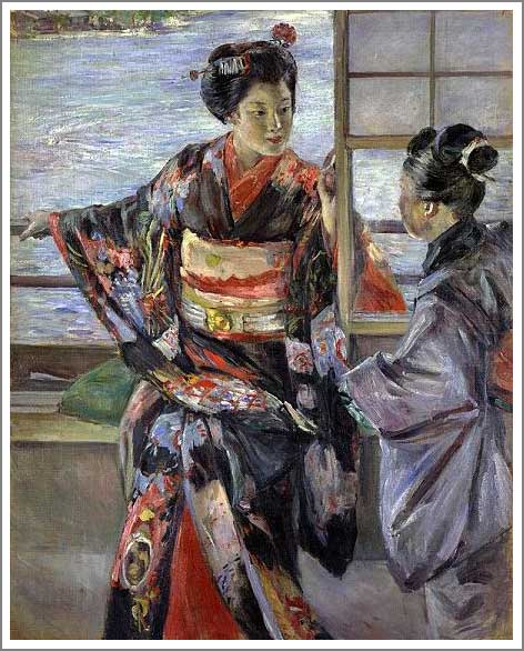 手描き 油絵 模写 複製画 黒田清輝「舞妓」 F15(65.2×53.0cm)サイズ 額付き 送料無料