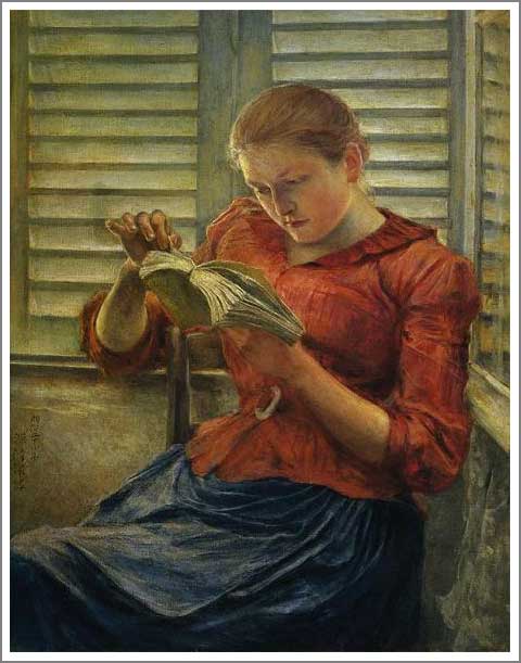 手描き 油絵 模写 複製画 黒田清輝「読書」 F15(65.2×53.0cm)サイズ プレゼント ギフト 贈り物 名画 オーダーメイド 額付き