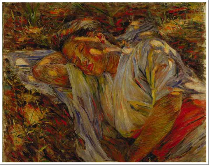 手描き 油絵 複製画 模写 黒田清輝「昼寝」 F20(72.7×60.6cm)サイズ 額付き 送料無料